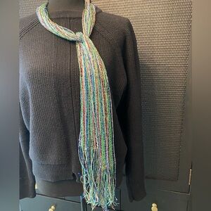 Colorful Scarf | Metallic Fringe | Lightweight Statement Accessory | NWT | 64”
